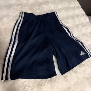 preowned, Adidas Boys Athletic Shorts - Size Small / 8 - Navy with white stripes